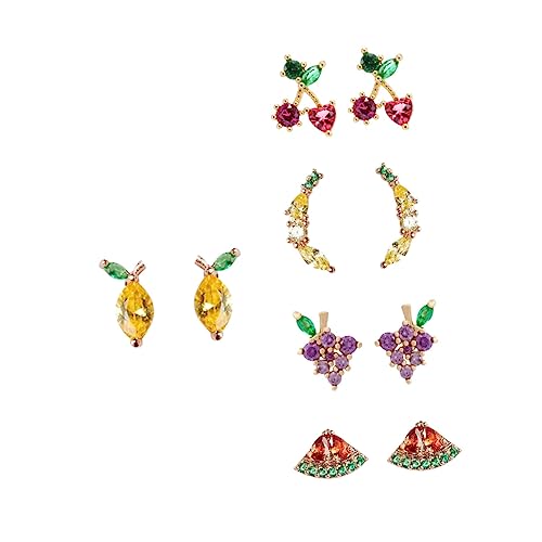 BCOATH 5 Paare Frucht Themen Ohrstecker Silber mit Tropenfrüchten Zitrone Traube Wassermelone Herz Kirsche Kreative und Ohrringe für Frauen für BCOATH 5 Paare Frucht Themen Ohrstecker Silber mit Tropenfrüchten Zitrone Traube Wassermelone Herz Kirsche Kreative und Ohrringe für Frauen für von BCOATH