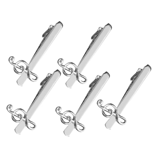 BCOATH 5 Stück Teiliges Herren Krawattenklammer aus Metall mit Musiknoten Design Starke Haltekraft Büro und Business Accessoires für Formelle Anlässe Hochzeiten und Meetings von BCOATH