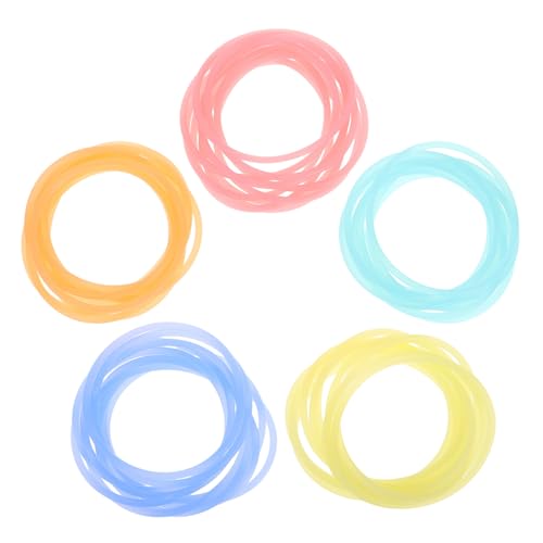 BCOATH 50 Stück Leuchtende Silikonarmbänder in Fünf Farben Elastische Haargummis und Armbänder Weiches Material Hautfreundlich für Outdoor Spiele Partys und Alltag für Jugendliche von BCOATH