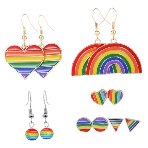 BCOATH 6 Paare Trendige Tropfen Ohrringe mit Regenbogenfarben Damen Ohrstecker Herzform mit Funkelnden Pride Schmuck für Alltag und Besondere Anlässe BCOATH 6 Paare Trendige Tropfen Ohrringe mit Regenbogenfarben Damen Ohrstecker Herzform mit Funkelnden Pride Schmuck für Alltag und Besondere Anlässe von BCOATH