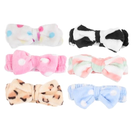 BCOATH 6stücke Duschstirnband Für Gesicht Waschen Wiederverwendbares Haarband Flauschiger Kopfschmuck Mit Schleife Für Spa Und Hautpflege Make-up-kopfschmuck Kosmetisches Haarband von BCOATH