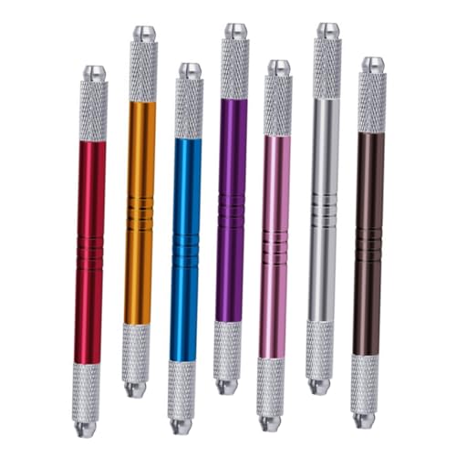 BCOATH 7 Stück Professioneller Augenbrauen tattoostift Doppelseitiger Metall stift in Rot Blau Gold Silber Braun Langlebig Präzise Anwendung für Make up Künstler und Schönheitssalons von BCOATH
