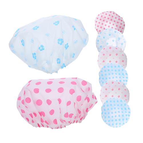 BCOATH 8stücke Wasserdichte Duschhaube Aus Eva-material Mit Gummiband Wiederverwendbar Für Bad Spa Und Küche Schützt Haar Vor Feuchtigkeit Öl Und Fett Geeignet Für Männer Frauen von BCOATH