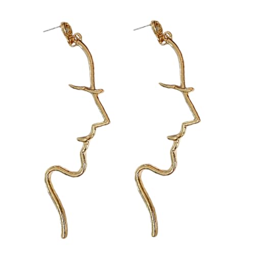 BCOATH Abstrakte Gesicht Ohrringe Damen Leichte Legierung Modische Tropfenform Allergiefrei Elegantes Design für Alltag und Geschenk Kreative Linienkunst Ohrstecker von BCOATH