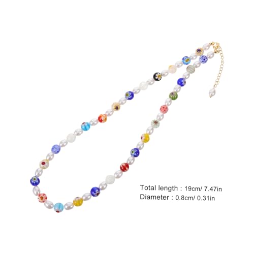 BCOATH Beaded Halskette Damen aus Glasperlen mit Künstlichen Perlen Leichte Hautfreundliche Rundperlenkette Modische Schmuckkette für Frauen Elegantes Geschenk für Familie und Freunde von BCOATH