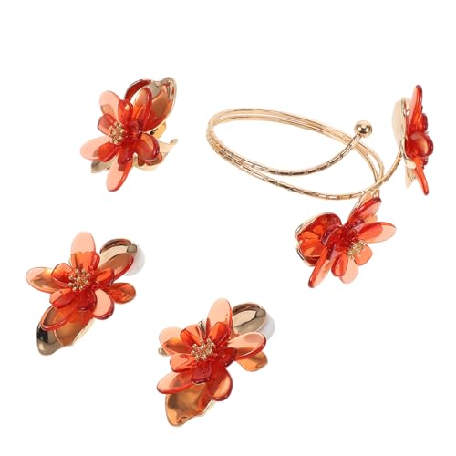 BCOATH Blumenschmuck Set Damen Ohrringe Armband Offene Ringe Leicht Elegant Für Alltag und Festliche Anlässe von BCOATH