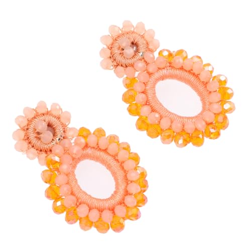 BCOATH Boho Beaded Drop Ohrringe Orange Sommer Damen Statement Schmuck Doppelkreis Design Hautfreundlich Elegant Alltag Bühne Party von BCOATH