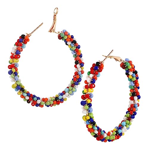 BCOATH Boho Perlenohrringe Damen Resin Hängend Ohrschmuck Extravaganter Bunter Hoop Ohrring für Alltag und Party BCOATH Boho Perlenohrringe Damen Resin Hängend Ohrschmuck Extravaganter Bunter Hoop Ohrring für Alltag und Party von BCOATH