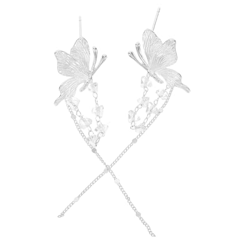 BCOATH Butterfly Tassel Ohrringe Silber Dangle Drop Earrings Statement Schmuck für Frauen Hochzeit Party Prom von BCOATH