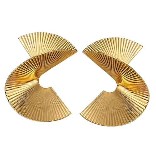 BCOATH Chunky Spiral Fan Ohrringe für Damen Übertriebene Kreise Gold Leicht für Alltag Trendige Statement Ohrringe für Frauen von BCOATH