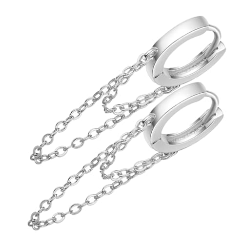 BCOATH Clip Ohrclips Damen Ketten Quasten Ohrringe Platinfarbene Hängende Ohrschmuck Sicherer Halt für Mädchen und Frauen Vielseitig für Alltag Party Hochzeit Geschenkidee von BCOATH