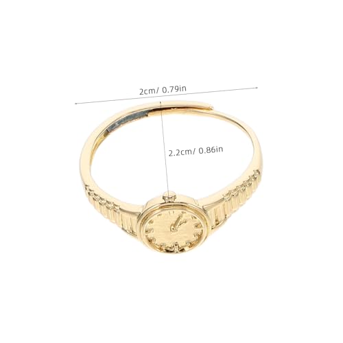 BCOATH Goldener Clock Ring Damen Verstellbarer Offener Mini-uhrenring Kreatives Schmuckdesign Komfortabel für Alltag Einzigartiger Vintage Fingeruhr Schmuck von BCOATH