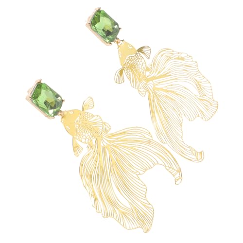 BCOATH Goldfisch Ohrstecker Chinesischer Stil Damen Ohrringe mit Funkelnden Kristallen Einzigartiges Design Ohrdekoration für Teenager und Frauen zu Besonderen Anlässen von BCOATH