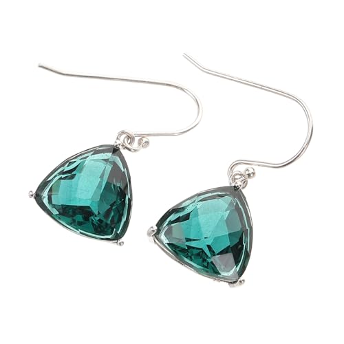 BCOATH Grüne Kristallohrringe Silber Geometrische Dreieck Ohrhänger Kurz Elegant Komfortabel Vielseitig Damen Schmuck Für Büro Freizeit Alltag von BCOATH