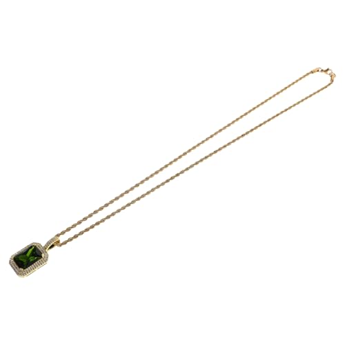 BCOATH Hip Hop Stil Anhänger Halskette für Damen Herren Verstellbare Kette Solider Quadratischer Stein Bunte Edelsteinakzente Trendiges Schmuckstück für Partys und Freizeit von BCOATH