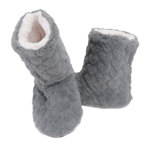 BCOATH Hochgeschnittene Warme und Rutschfeste Indoor Tanzstiefel mit Dicker Sohle für Damen Weiche Bequeme Hausschuhe für Herbst und Winter Dunkelgrau von BCOATH