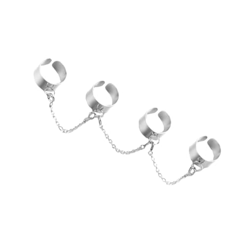 BCOATH Punk Chain Ring Damen Herren Einteiliger Offener Fingerring Ketten Design Modischer Finger Schmuck Für Alltag Festival Party von BCOATH