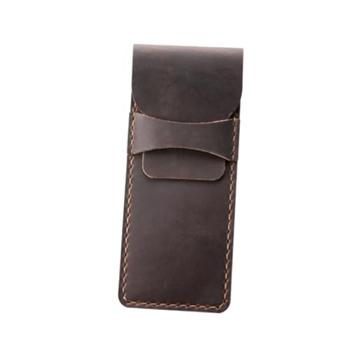 BCOATH Retro Leder Federmäppchen Handgenäht Echtes Rindsleder Stiftetui Vintage Stifttasche Braun für Schule Büro Uni Tägliche Nutzung von BCOATH