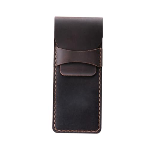 BCOATH Retro Leder Stiftetui Handgenäht Echtes Rindsleder Langlebige Pen Schutzhülle Edle Federmäppchen Tasche für Schule Büro Alltag Stilvoller Stiftebehälter für Kugelschreiber Kaffee von BCOATH