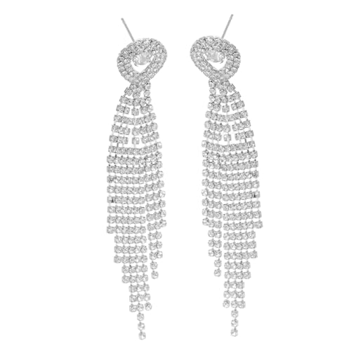 BCOATH Rhinestone Quasten Ohrringe Damen Lange Funkelnde Baumel Ohrringe Leicht Statement Schmuck für Party Abschlussball und Festliche Anlässe von BCOATH