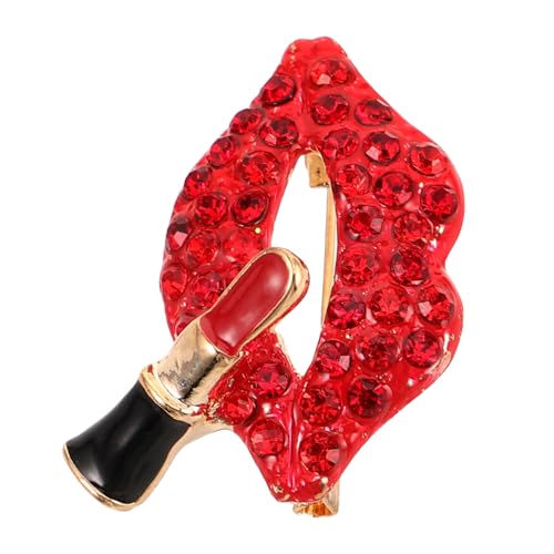 BCOATH Rote Lippen Brosche Damen Strass Anstecknadel aus Zinklegierung Modisches Accessoire für Partys Hochzeiten Dinner Stilvolle Schmucknadel für Frauen Kleidung und Taschen von BCOATH