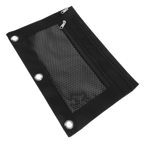 BCOATH Schwarze Abnehmbare Oxford Federmappe mit Reißverschluss Dreifach Organizer für Schule Büro Reise Transparente Schreibwaren Tasche für Stifte Dokumente und Karten von BCOATH