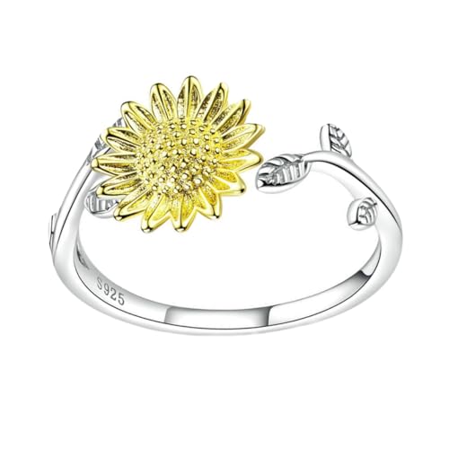 BCOATH Sonnenblumenring Sterling Silber Verstellbarer Eleganter Schmuck für Damen Kreatives Offenes Design für Besondere Anlässe Wie Hochzeit Geburtstag und Valentinstag Hochwertige BCOATH Sonnenblumenring Sterling Silber Verstellbarer Eleganter Schmuck für Damen Kreatives Offenes Design für Besondere Anlässe Wie Hochzeit Geburtstag und Valentinstag Hochwertige von BCOATH
