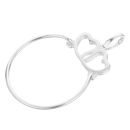 BCOATH Sterling Silber Charm Anhänger Doppelherz Design Eleganter Runder Charm Holder Vielseitig Tragbar als Halskette oder Ring Minimalistisch für Damen Schmuck Langlebig und von BCOATH
