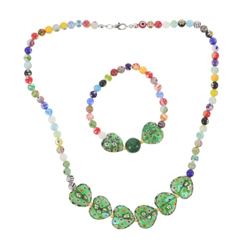 BCOATH Stil Farbige Glasperlen Halskette und Armband für Damen Romantisches Leuchtendes Schmuckset als zu Weihnachten und Geburtstag von BCOATH
