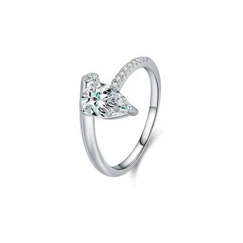 BCughia 14 Karat Gold Ring, Verlobungsringe 585 Echt Weißgold Träne Moissanit TrauRinge Gr 58 von BCughia
