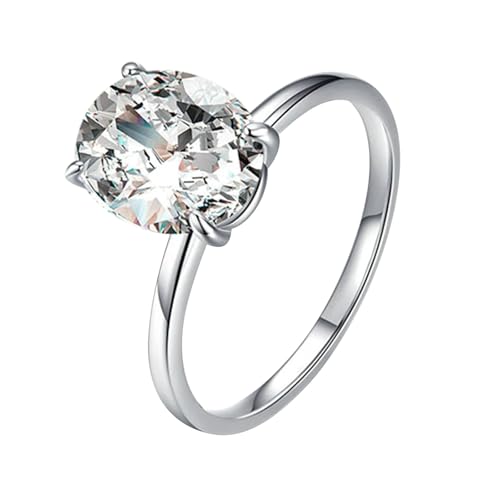BCughia 14 Karat Ring Damen, 585 Weißgold Ring Damen mit Oval Form Moissanit Solitär Ring Eheringe Partnerringe Trauringe Gr 57 von BCughia