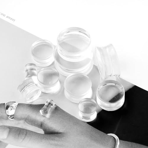 BCughia 2 Stück Acryl Ohr Plug 18mm Tunnel Ohrringe Damen Runde Form Piercing Tunnel Set, Transparent von BCughia