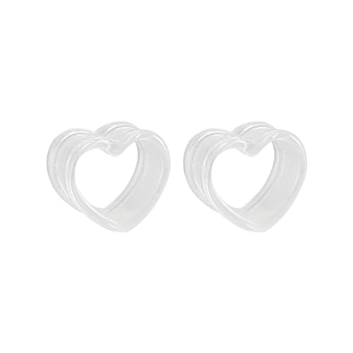 BCughia 2 Stück Acryl Ohr Plug 4mm Tunnel Ohrringe Damen Transparente Herzform Tunnel Set, Transparent von BCughia