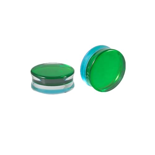 BCughia 2 Stück Flesh Tunnel 25mm Glas Ohr Plug Damen Grüner Stecker Tunnel Plug Ohr Set, Grün von BCughia
