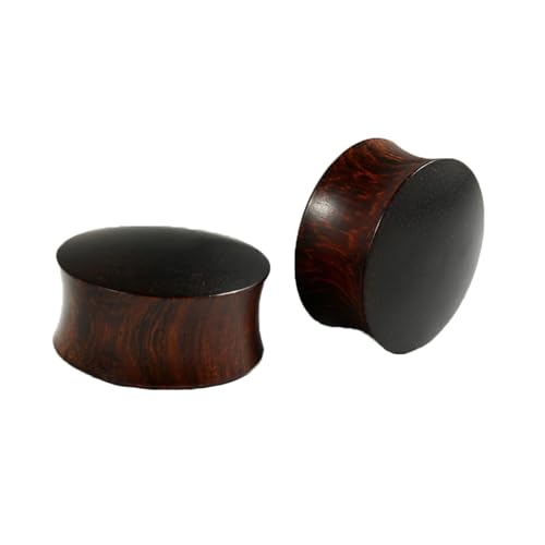 BCughia 2 Stück Holz Ohr Plug 18mm Damen Ohrringe Tunnel Trommelform Tunnel Ohrring Set, Rot von BCughia