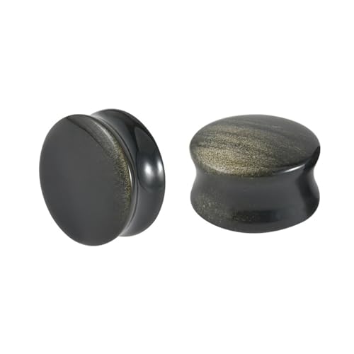 BCughia 2 Stück Ohr Tunnel Stein 19mm Ohr Plug Herren Schwarz Naturstein Piercing Tunnel Set, Schwarz von BCughia