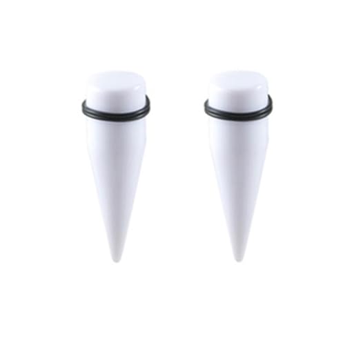 BCughia 2 Stück Ohrringe Tunnel 12mm Acryl Ohr Plug Damen Zylinderform Tunnel Ohr Set, Weiß von BCughia