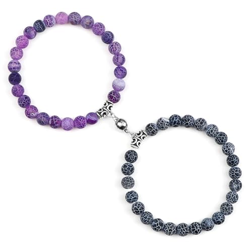 BCughia 2 Stück Partner Armband Perlen, 2Pcs 8MM Stein Armband, Elastisches Damen Armband 18-19CM von BCughia