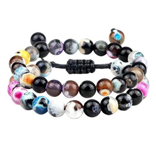 BCughia 2 Stück Partner Armband Perlen, 8MM Achat Perlen Armband, Elastisches Armband 18CM; 17-30CM BCughia 2 Stück Partner Armband Perlen, 8MM Achat Perlen Armband, Elastisches Armband 18CM; 17-30CM von BCughia