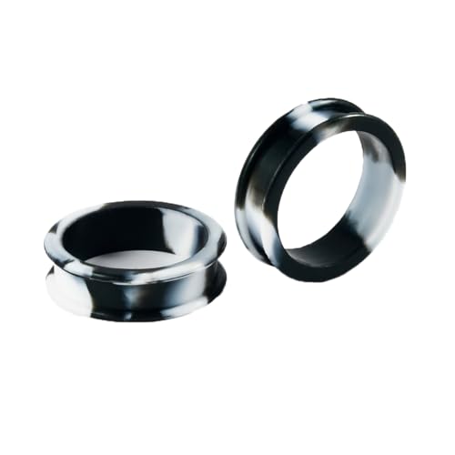 BCughia 2 Stück Silikon Piercing Tunnel 35mm Plug Ohrringe Damen Gemischte Farbe Double Flared Ohr Plug Set, Schwarz-Weiss von BCughia