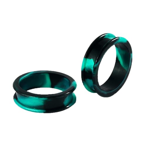 BCughia 2 Stück Silikon Tunnel Ohrringe 16mm Ohr Plug Männer Gemischte Farbe Double Flared Piercing Tunnel Set, Schwarz Grün von BCughia