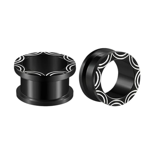 BCughia 2 Stück Tunnel Ohr Edelstahl 14mm Ohr Plug Damen Schraubverschluss mit Halbkreis Ear Tunnel Set, Schwarz von BCughia