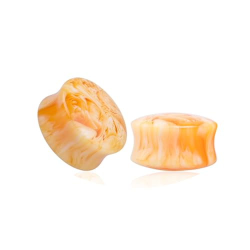 BCughia 2 Stück Tunnel Ohr Harz 6mm Ohr Plug Damen Runde Form Tunnel Set, Gelb von BCughia