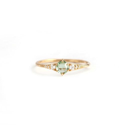 BCughia 375 Gold Damen Ring, Gelbgold Ring 9 Karat Damen mit Grün Peridot Ringe Verlobungsringe Gr 47 von BCughia