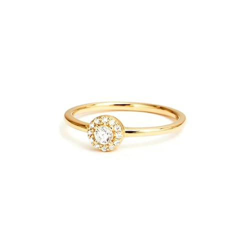 BCughia 375 Gold Ring, 9 Karat Gelbgold Ring mit Rund Moissanit Halo Ringe Verlobungsring für Damen Größe 48 von BCughia