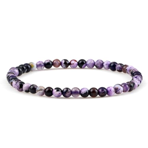 BCughia Armbänder Steine Damen, 4MM Achat Stein Armband, Perlenarmband Elastisch Herren 19CM BCughia Armbänder Steine Damen, 4MM Achat Stein Armband, Perlenarmband Elastisch Herren 19CM von BCughia
