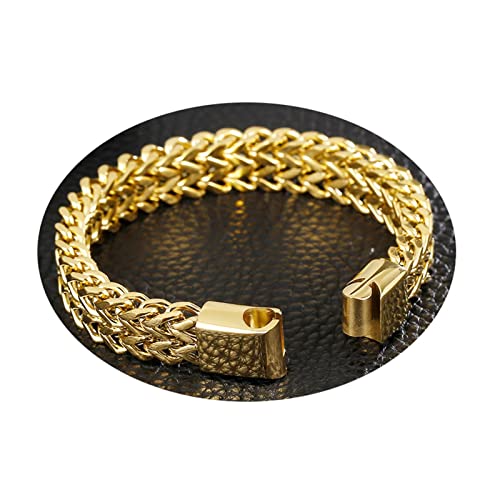 BCughia Armbänder Teenager, Kleine Geschenke für Männer Gold Weizenkette Faltschließe mit Einzelverriegelung Einfach und Stilvoll 220x12mm Armband von BCughia