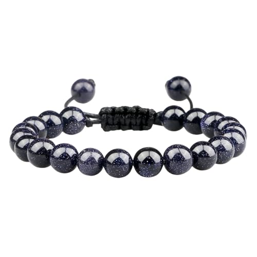 BCughia Armband Damen Chakra, 8MM Blau Stein Armband, Verstellbar Armband 17-30CM von BCughia