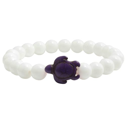 BCughia Armband Damen aus Perlen, 8MM Weiß Stein Armband mit Schildkröte, Elastisches Armband Männer BCughia Armband Damen aus Perlen, 8MM Weiß Stein Armband mit Schildkröte, Elastisches Armband Männer von BCughia