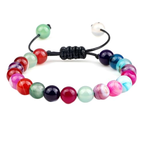 BCughia Armband Herren Perlen, 8MM Stein Armband, Verstellbare Armband 17-30CM von BCughia